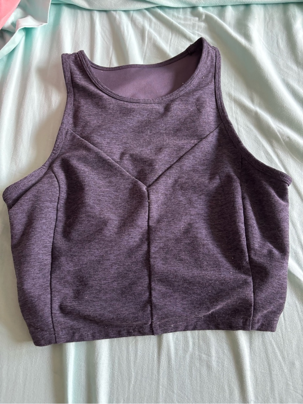 JoyLab Heather Plum High-Neck Athletic Crop Tank
